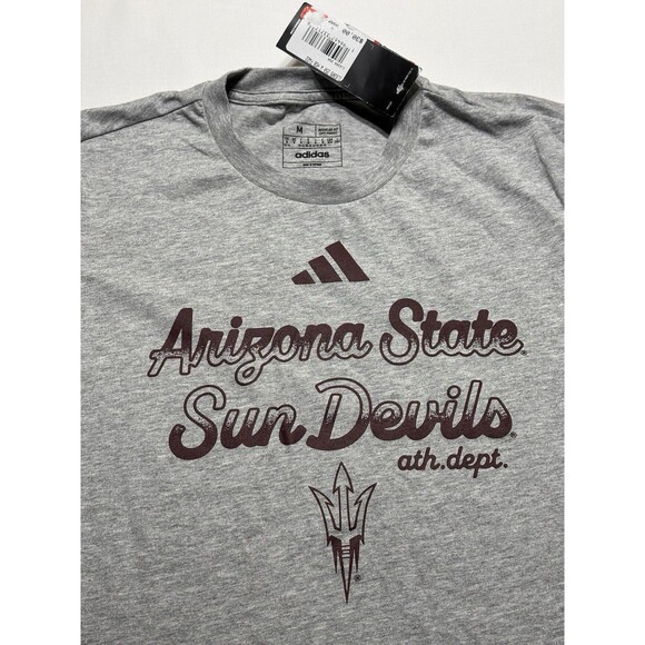 Arizona State Sun Devils Adidas Short Sleeve Shirt Grey Womens Medium NWT New - Picture 2 of 8